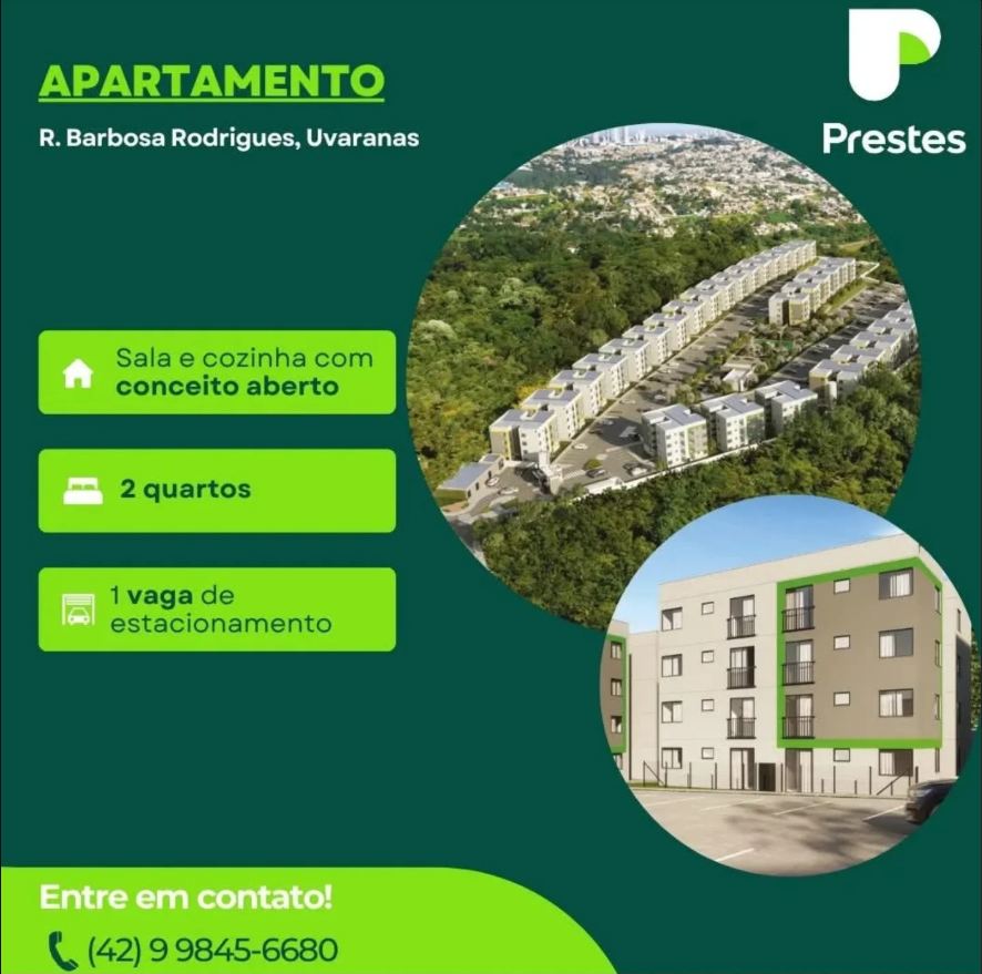Ideal.e Uvaranas: apartamento de 2 quartos na Rua Barbosa Rodrigues, Uvaranas